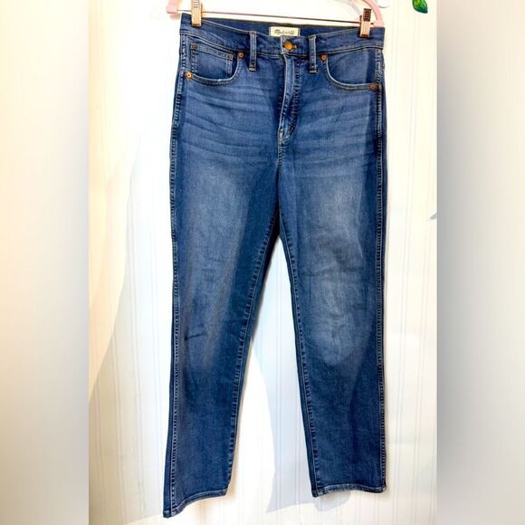 Madewell Blue Straight Leg Jeans with Lived-In Look - Picture 1 of 7